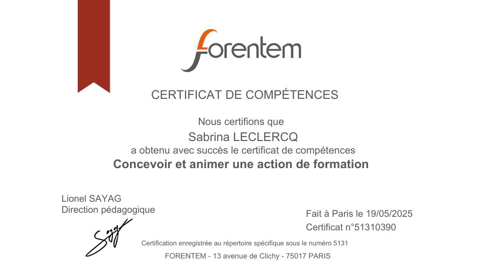 Diplôme Sabrina leclercq